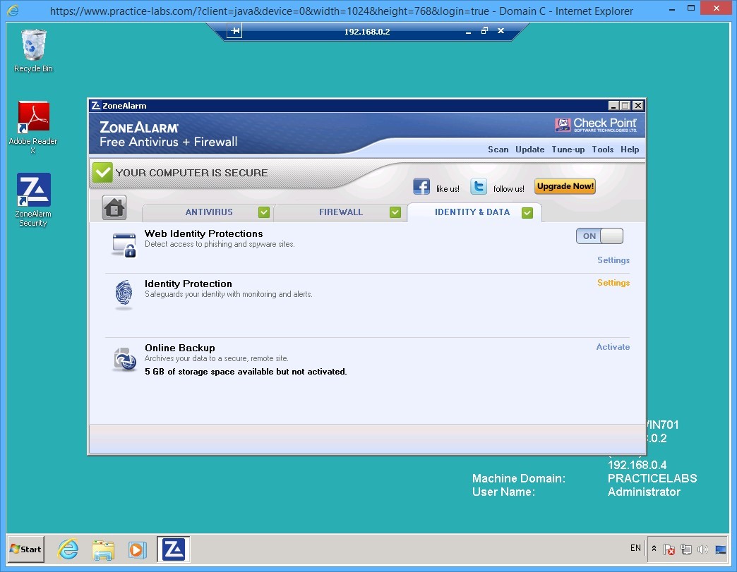 Practice Labs screenshot.